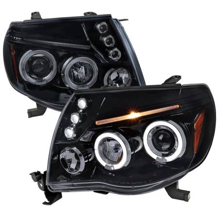 Spec'D Tuning Products - Spec-D 2005-2011 Toyota Tacoma Dual Halo Projector Headlights (Glossy Black Housing/Smoke Lens)