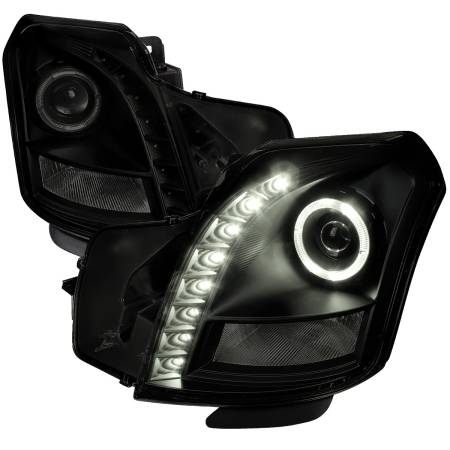 Spec'D Tuning Products - Spec-D 2003-2007 Cadillac CTS Halo Projector Headlights (Black Housing/Smoke Lens)
