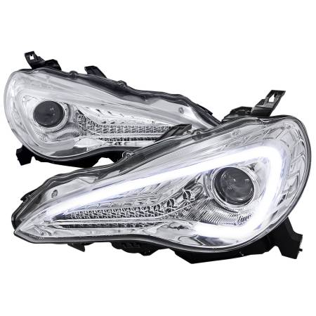 Spec'D Tuning Products - Spec-D 2012-2017 Scion FRS/ Toyota 86 Projector Headlights w/ LED Strip & Turn Signal Lights (Chrome Housing/Clear Lens)