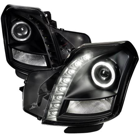 Spec'D Tuning Products - Spec-D 2003-2007 Cadillac CTS Halo Projector Headlights (Matte Black Housing/Clear Lens)