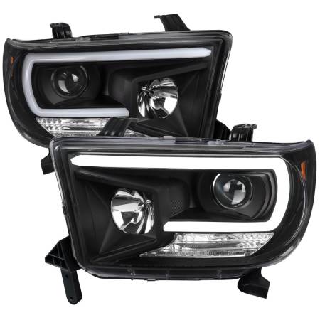 Spec'D Tuning Products - Spec-D 2007-2013 Toyota Tundra/ 2008-2017 Sequoia LED C-Bar Projector Headlights (Black Housing/Clear Lens)