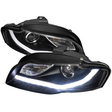 Spec'D Tuning Products - Spec-D 2006-2008 Audi A4 R8 Style LED Light Bar Projector Headlights (Matte Black Housing/Clear Lens)