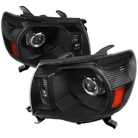 Spec'D Tuning Products - Spec-D 2005-2011 Toyota Tacoma Retro Style Projector Headlights (Matte Black Housing/Clear Lens)