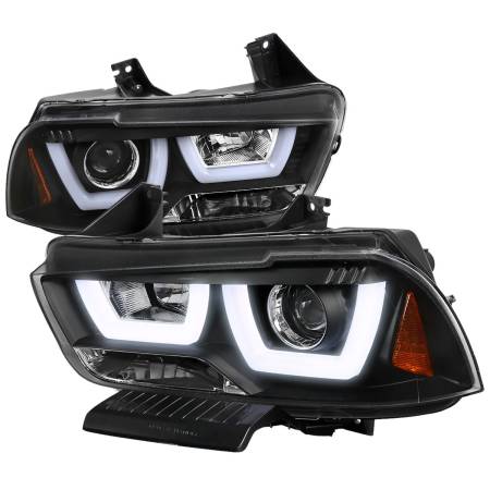 Spec'D Tuning Products - Spec-D 2011-2014 Dodge Charger Dual Halo Projector Headlights (Matte Black Housing/Clear Lens)