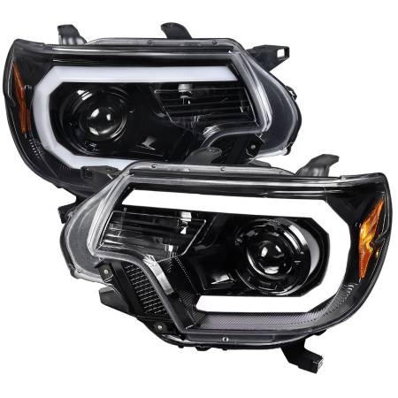 Spec'D Tuning Products - Spec-D 2012-2015 Toyota Tacoma LED C-Bar Projector Headlights (Jet Black Housing/Clear Lens)