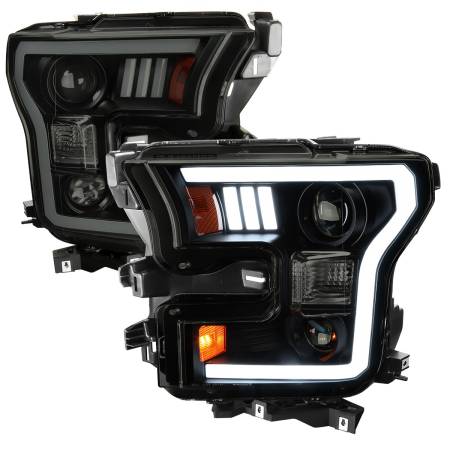 Spec'D Tuning Products - Spec-D 2015-2017 Ford F-150 LED Bar Projector Headlights (Black Housing/Smoke Lens)