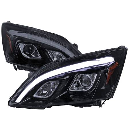 Spec'D Tuning Products - Spec-D 2007-2011 Honda CR-V LED Bar Projector Headlights (Glossy Black Housing/Smoke Lens)
