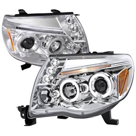 Spec'D Tuning Products - Spec-D 2005-2011 Toyota Tacoma Dual Halo Projector Headlights (Chrome Housing/Clear Lens)