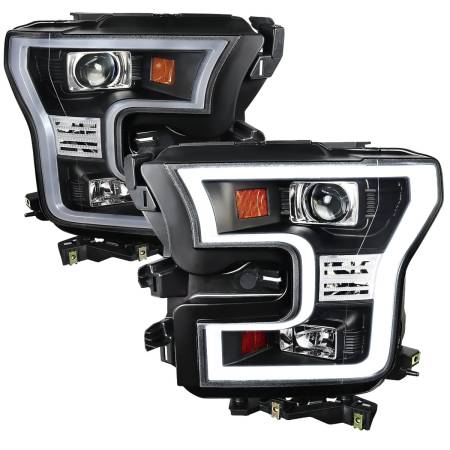 Spec'D Tuning Products - Spec-D 2015-2017 Ford F-150 LED Bar Projector Headlights (Matte Black Housing/Clear Lens)