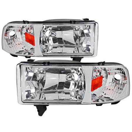 Spec'D Tuning Products - Spec-D 1994-2001 Dodge RAM 1500/ 1994-2002 RAM 2500 3500 Factory Style Headlights (Chrome Housing/Clear Lens)