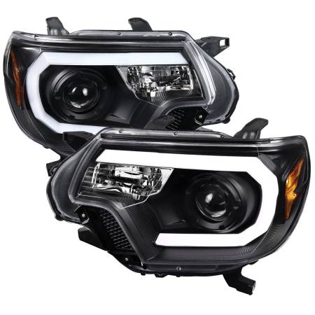 Spec'D Tuning Products - Spec-D 2012-2015 Toyota Tacoma LED C-Bar Projector Headlights (Matte Black Housing/Clear Lens)