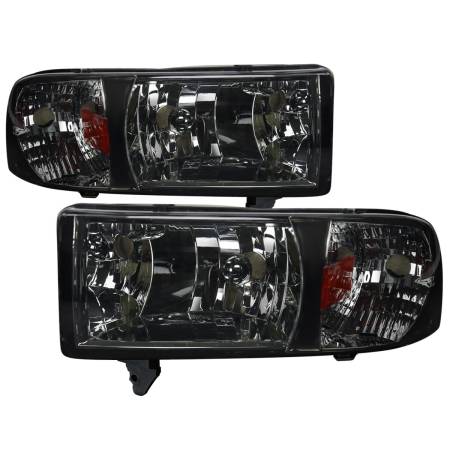 Spec'D Tuning Products - Spec-D 1994-2001 Dodge RAM 1500/ 1994-2002 RAM 2500 3500 Factory Style Headlights (Chrome Housing/Smoke Lens)