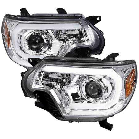 Spec'D Tuning Products - Spec-D 2012-2015 Toyota Tacoma LED C-Bar Projector Headlights (Chrome Housing/Clear Lens)