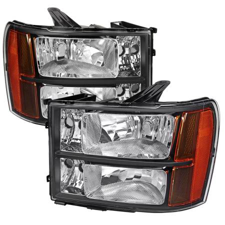 Spec'D Tuning Products - Spec-D 2007-2014 GMC Sierra Factory Style Headlights (Matte Black Housing/Clear Lens)