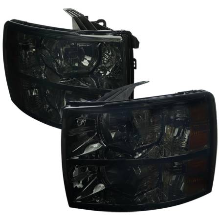 Spec'D Tuning Products - Spec-D 2007-2013 Chevrolet Silverado 1500/ 2007-2014 Silverado 2500HD 3500HD Factory Style Headlights (Chrome Housing/Smoke Lens)