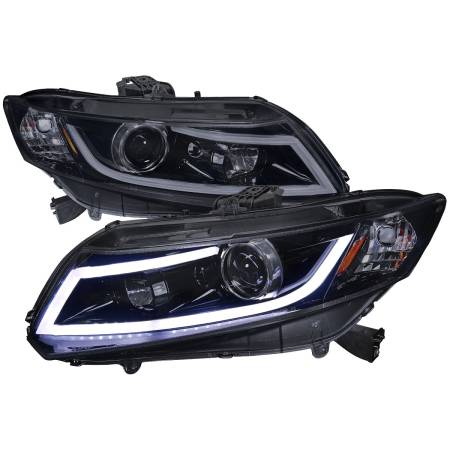 Spec'D Tuning Products - Spec-D 2012-2013 Honda Civic Coupe/ 2012-2015 Civic Sedan LED Bar Projector Headlights (Glossy Black Housing/Smoke Lens)