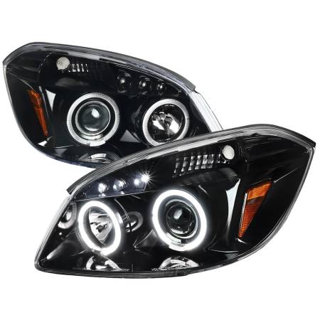 Spec'D Tuning Products - Spec-D 2005-2010 Chevrolet Cobalt Pontiac G5/Pursuit Dual Halo Projector Headlights (Jet Black Housing/Clear Lens)