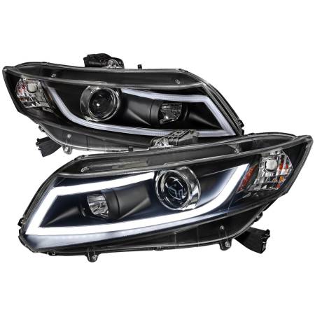 Spec'D Tuning Products - Spec-D 2012-2013 Honda Civic Coupe / 2012-2015 Civic Sedan LED Bar Projector Headlights (Matte Black Housing/Clear Lens)