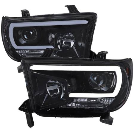 Spec'D Tuning Products - Spec-D 2007-2013 Toyota Tundra/ 2008-2017 Sequoia LED C-Bar Projector Headlights (Glossy Black Housing/Smoke Lens)