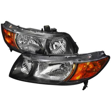 Spec'D Tuning Products - Spec-D 2006-2011 Honda Civic Coupe Factory Style Crystal Headlights (Matte Black Housing/Clear Lens)
