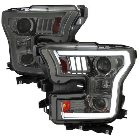 Spec'D Tuning Products - Spec-D 2015-2017 Ford F-150 LED Bar Projector Headlights (Chrome Housing/Smoke Lens)