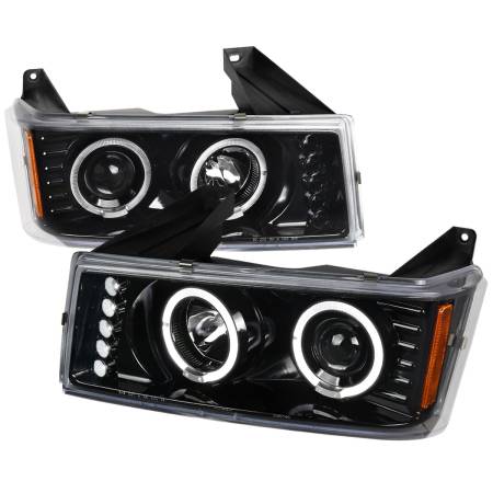 Spec'D Tuning Products - Spec-D 2004-2012 GMC Canyon/ Chevrolet Colorado Dual Halo Projector Headlights (Jet Black Housing/Clear Lens)