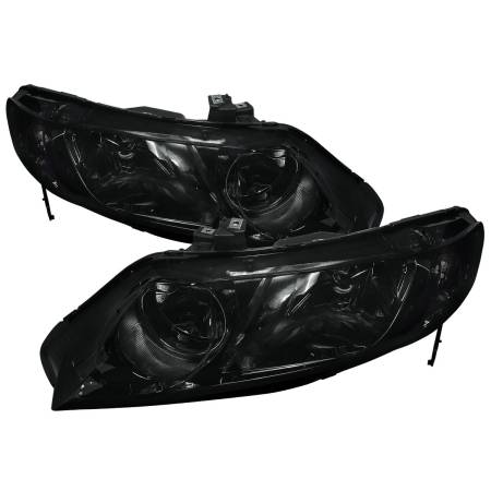 Spec'D Tuning Products - Spec-D 2006-2011 Honda Civic Sedan Crystal Headlights (Chrome Housing/Smoke Lens)