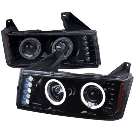 Spec'D Tuning Products - Spec-D 2004-2012 GMC Canyon/ Chevrolet Colorado Dual Halo Projector Headlights (Glossy Black Housing/Smoke Lens)