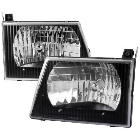 Spec'D Tuning Products - Spec-D 1992-2006 Ford Econoline Factory Style Crystal Headlights (Matte Black Housing/Clear Lens)