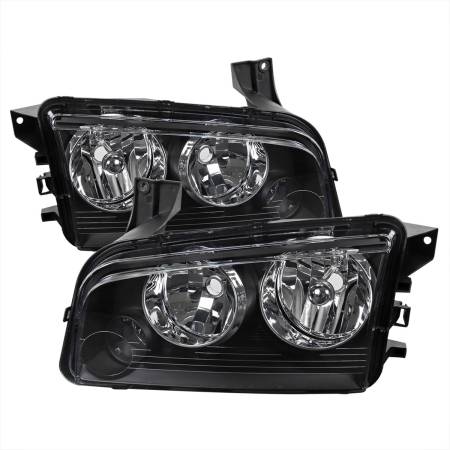 Spec'D Tuning Products - Spec-D 2006-2010 Dodge Charger Factory Style Headlights (Matte Black Housing/Clear Lens)