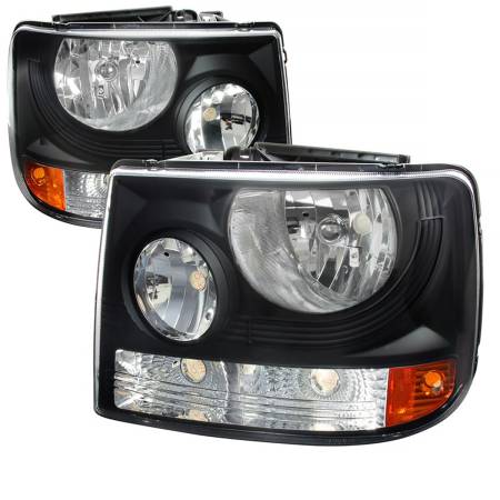 Spec'D Tuning Products - Spec-D 1999-2002 Chevrolet Silverado 1500 2500/ 2000-2006 Tahoe Suburban 1PC Factory Style Headlights w/ Bumper Lights (Matte Black Housing/Clear Lens)