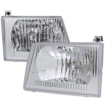 Spec'D Tuning Products - Spec-D 1992-2006 Ford Econoline Factory Style Crystal Headlights (Chrome Housing/Clear Lens)