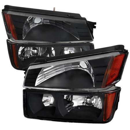 Spec'D Tuning Products - Spec-D 2002-2006 Chevrolet Avalanche 1500/2500 Factory Style Headlights w/ Bumper Signal Lights (Matte Black Housing/Clear Lens)