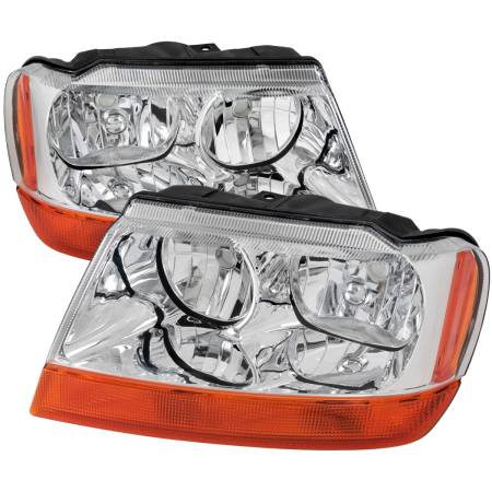 Spec'D Tuning Products - Spec-D 1999-2004 Jeep Grand Cherokee Factory Style Headlights (Chrome Housing/Clear Lens)