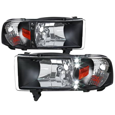 Spec'D Tuning Products - Spec-D 1994-2001 Dodge RAM 1500/ 1994-2002 Dodge RAM 2500 3500 Crystal Headlights (Matte Black Housing/Clear Lens)