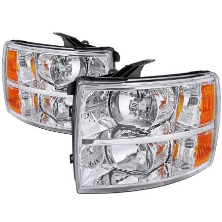 Spec'D Tuning Products - Spec-D 2007-2013 Chevrolet Silverado 1500/ 2007-2014 Silverado 2500HD 3500HD Factory Style Headlights (Chrome Housing/Clear Lens)