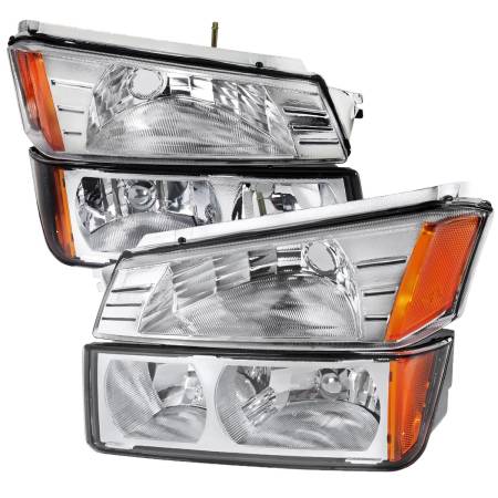 Spec'D Tuning Products - Spec-D 2002-2006 Chevrolet Avalanche 1500/2500 Factory Style Headlights w/ Bumper Signal Lights (Chrome Housing/Clear Lens)
