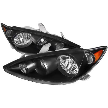 Spec'D Tuning Products - Spec-D 2005-2006 Toyota Camry Factory Style Crystal Headlights w/ Amber Reflector (Matte Black Housing/Clear Lens)