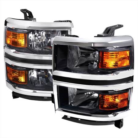 Spec'D Tuning Products - Spec-D 2014-2015 Chevrolet Silverado 1500 Factory Style Headlights w/ Amber Reflectors (Matte Black Housing/Clear Lens)
