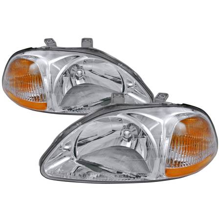 Spec'D Tuning Products - Spec-D 1996-1998 Honda Civic Crystal Headlights (Chrome Housing/Clear Lens)