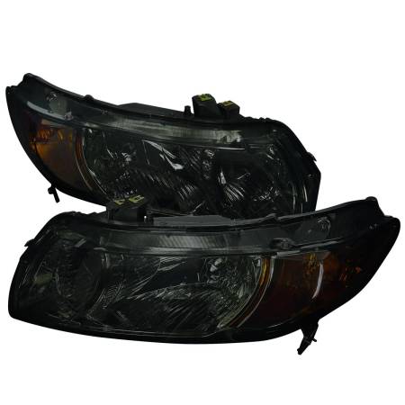 Spec'D Tuning Products - Spec-D 2006-2011 Honda Civic Coupe Factory Style Crystal Headlights (Chrome Housing/Smoke Lens)