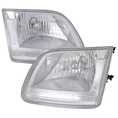 Spec'D Tuning Products - Spec-D 1997-2004 Ford F-150/Expedition Factory Style Headlights w/ SMD LED Light Strip (Chrome Housing/Clear Lens)