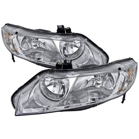 Spec'D Tuning Products - Spec-D 2006-2011 Honda Civic Sedan Crystal Headlights (Chrome Housing/Clear Lens)