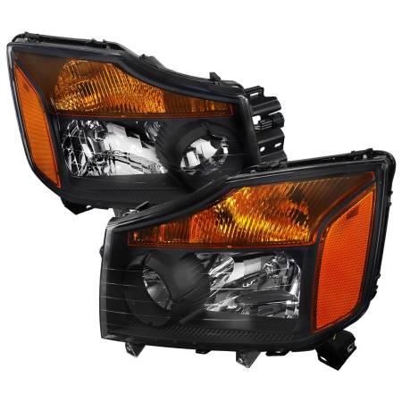 Spec'D Tuning Products - Spec-D 2004-2015 Nissan Titan/ 2004-2007 Armada Factory Style Headlights w/ Amber Reflectors (Matte Black Housing/Clear Lens)