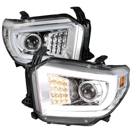 Spec'D Tuning Products - Spec-D 2014-2021 Toyota Tundra LED C-Bar Projector Headlights w/ LED Turn Signal Lights (Chrome Housing/Clear Lens)