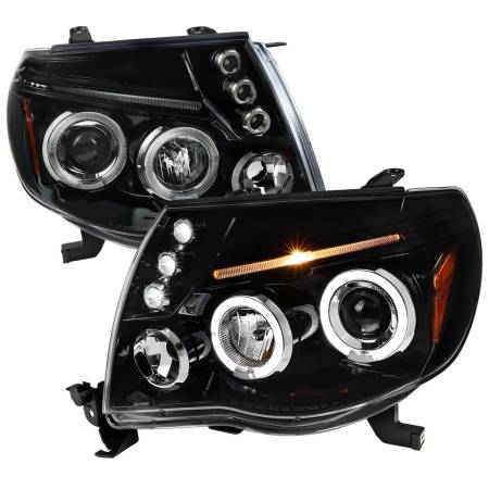 Spec'D Tuning Products - Spec-D 2005-2011 Toyota Tacoma Dual Halo Projector Headlights (Jet Black Housing/Clear Lens)