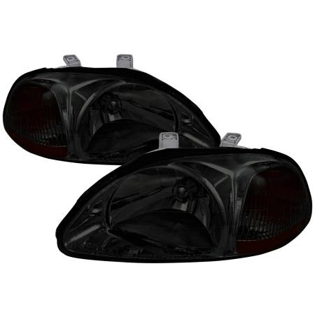 Spec'D Tuning Products - Spec-D 1996-1998 Honda Civic Crystal Headlights (Chrome Housing/Smoke Lens)