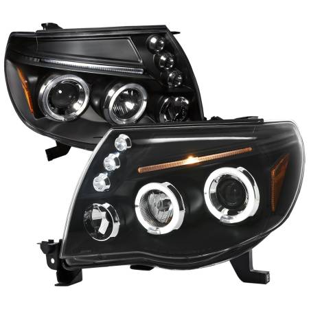 Spec'D Tuning Products - Spec-D 2005-2011 Toyota Tacoma Dual Halo Projector Headlights (Matte Black Housing/Clear Lens)