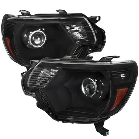 Spec'D Tuning Products - Spec-D 2012-2015 Toyota Tacoma Retro Style Projector Headlights (Matte Black Housing/Clear Lens)
