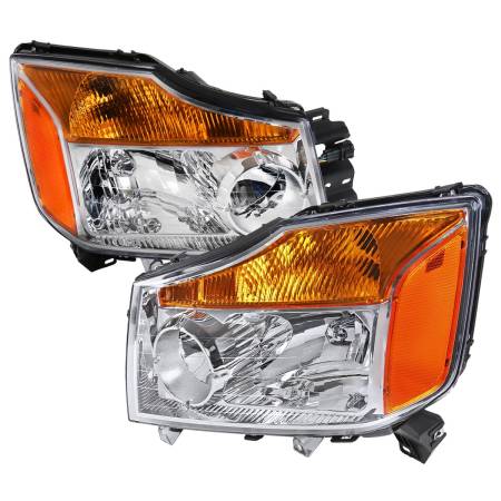 Spec'D Tuning Products - Spec-D 2004-2015 Nissan Titan/ 2004-2007 Armada Factory Style Headlights w/ Amber Reflectors (Chrome Housing/Clear Lens)